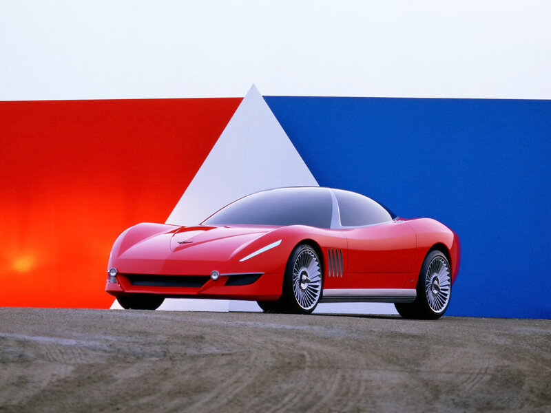 Red Concept Car — Dramatic, Photograph, Wall, Ground