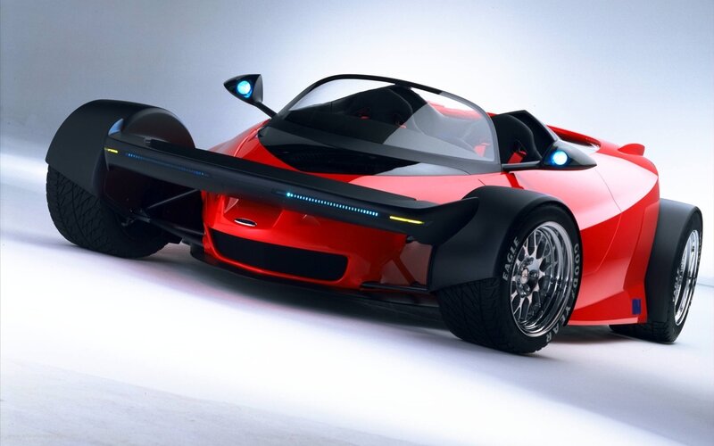 Red Concept Car — Dramatic, Photograph, Wheels, Headlights, Windshield