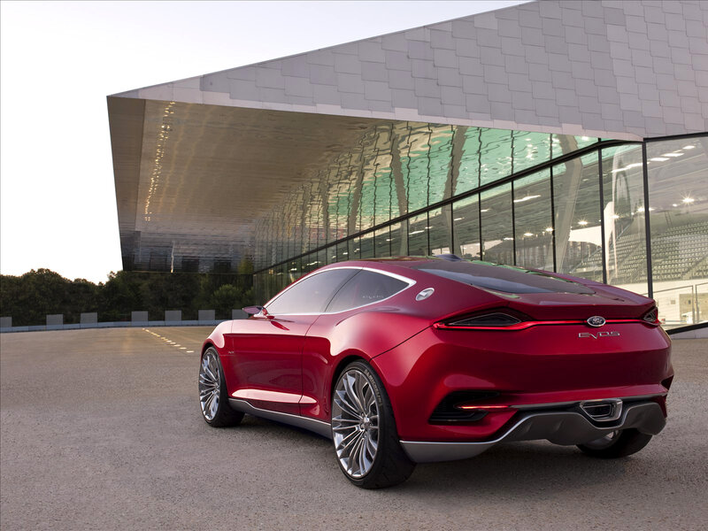 Red Concept Car — Dramatic, Sunset, Photograph, Modern Building