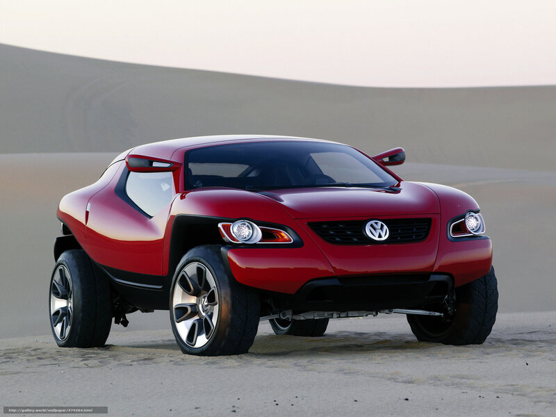 Red Concept Car — Dramatic, Sunset, Photograph, Sand Dunes, Desert