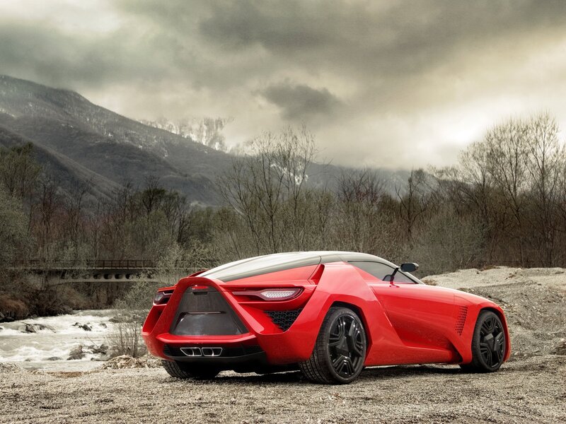 Red Concept Car — Dramatic, Winter