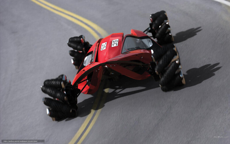 Red Concept Car — Dynamic, 3d Render, Road