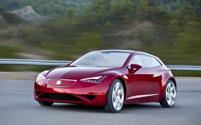 Red Concept Car — Dynamic, Afternoon, Photograph, Road