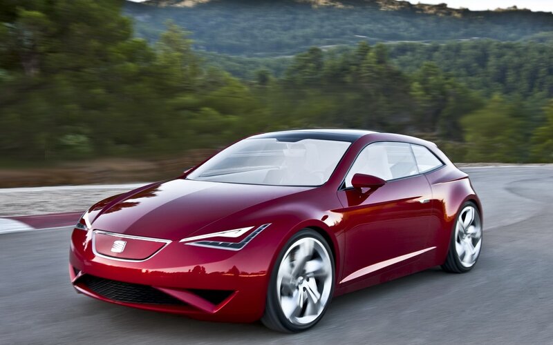 Red Concept Car — Dynamic, Afternoon, Photograph, Road, Trees