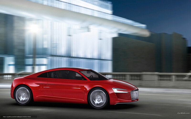 Red Concept Car — Dynamic, Night, 3d Render, Building