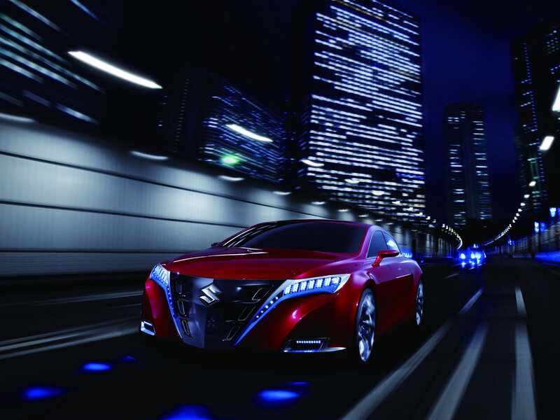 Red Concept Car — Dynamic, Night, 3d Render, City