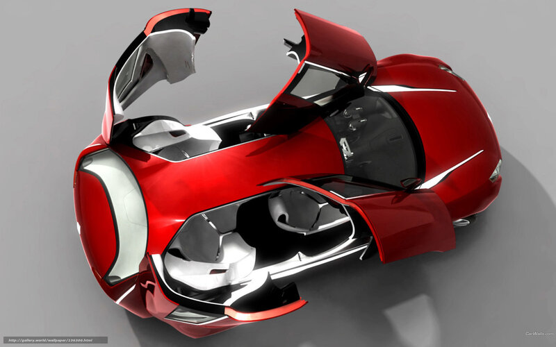 Red Concept Car — Futuristic, 3d Render, Doors