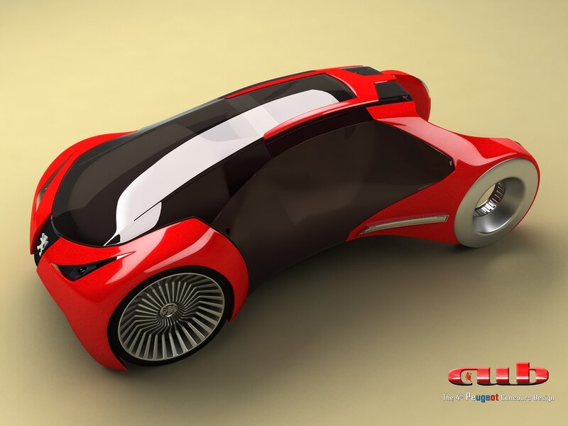 Red Concept Car — Futuristic, 3d Render, Wheel