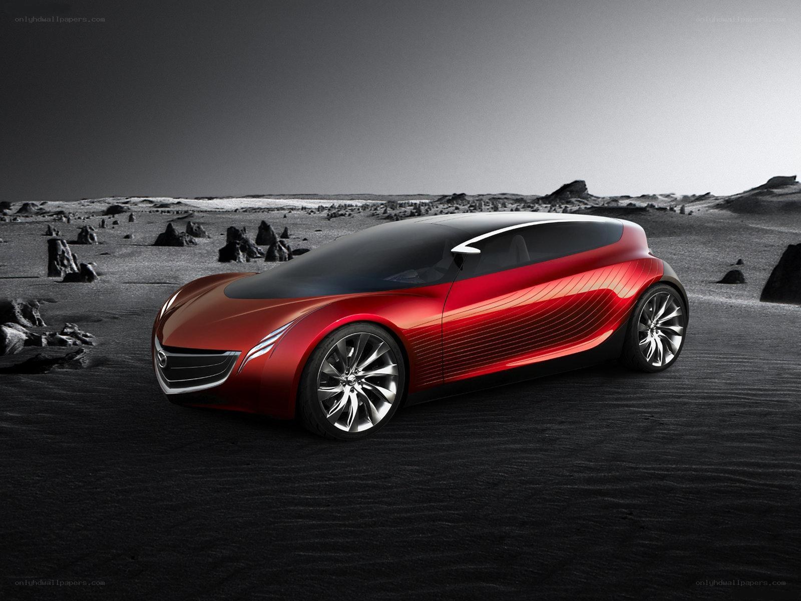Red concept car in desert