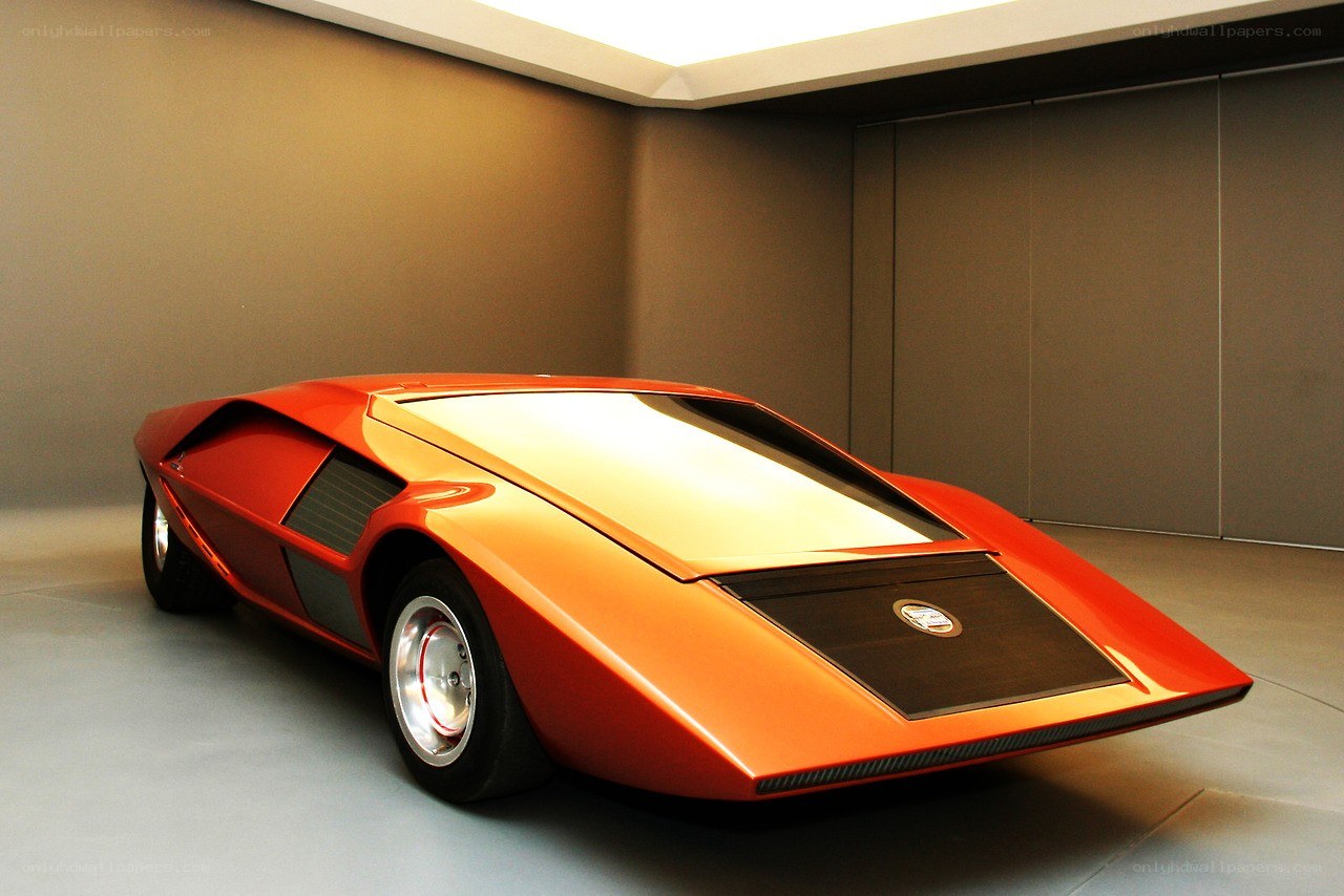 red concept car in showroom