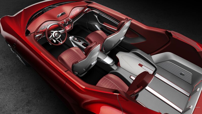 Red Concept Car Interior — Futuristic