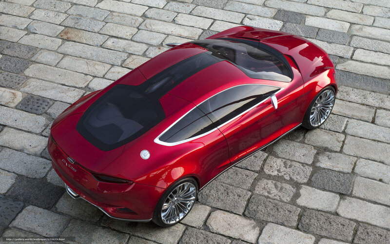 Red Concept Car — Modern, 3d Render, Cobblestone, Car Wheel