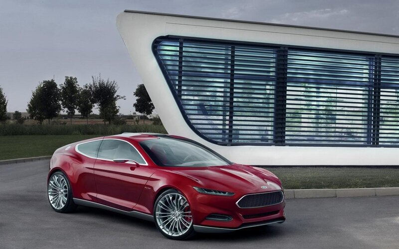 Red Concept Car — Modern, Afternoon, Photograph, Building