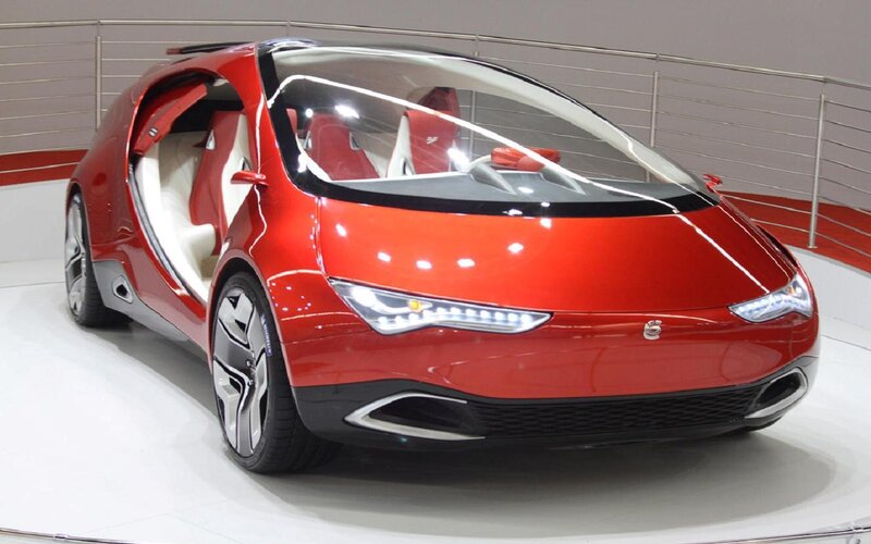 Red Concept Car — Modern, Photograph, Car Door, Headlights