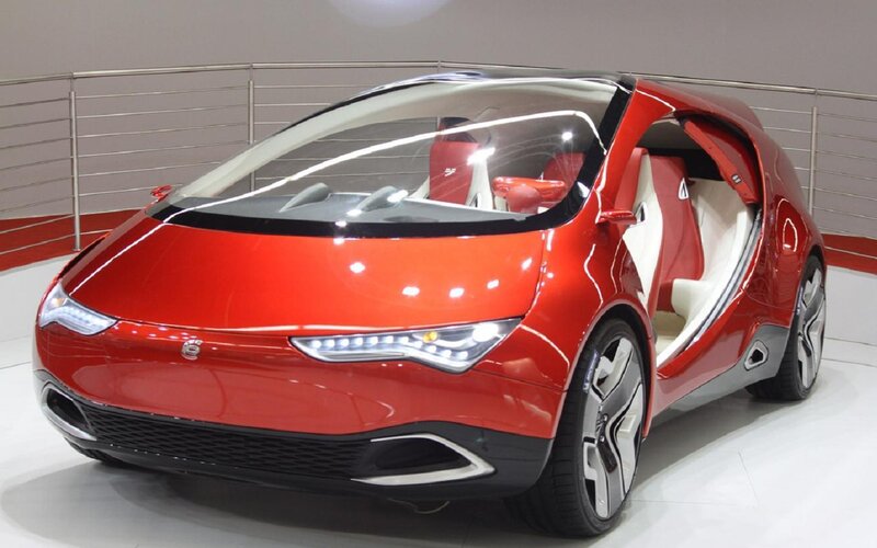 Red Concept Car — Modern, Photograph, Car Door, Interior