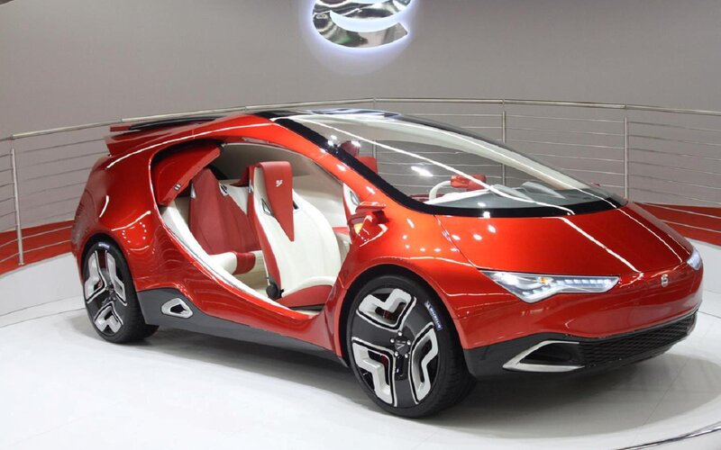 Red Concept Car — Modern, Photograph, Car Door, Seats, Wheels