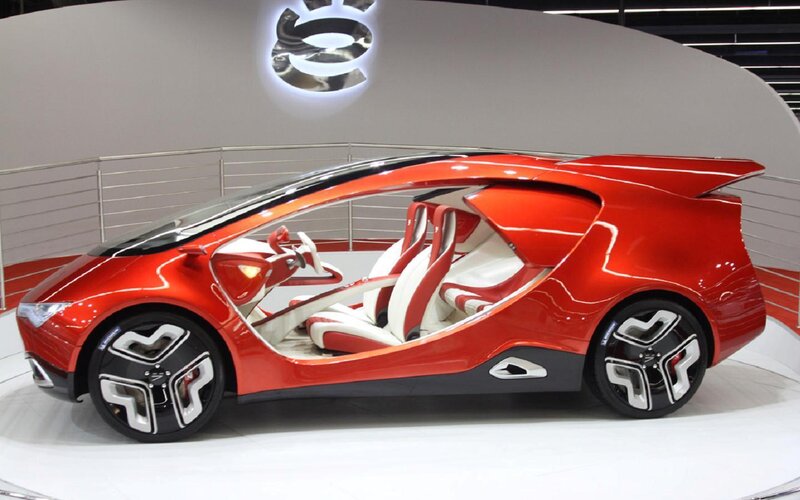 Red Concept Car — Modern, Photograph, Seats