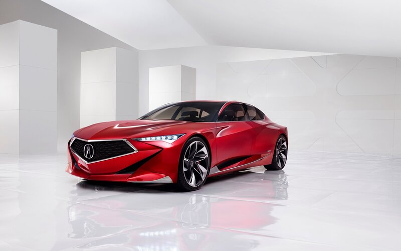 Red Concept Car — Modern, Photograph, Showroom, Floor