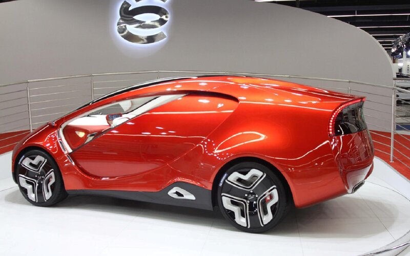 Red Concept Car — Neutral, Photograph, Display Stand