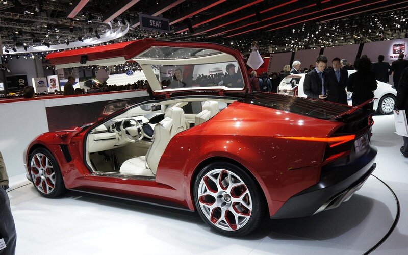 Red Concept Car — Neutral, Photograph, People, Show Floor