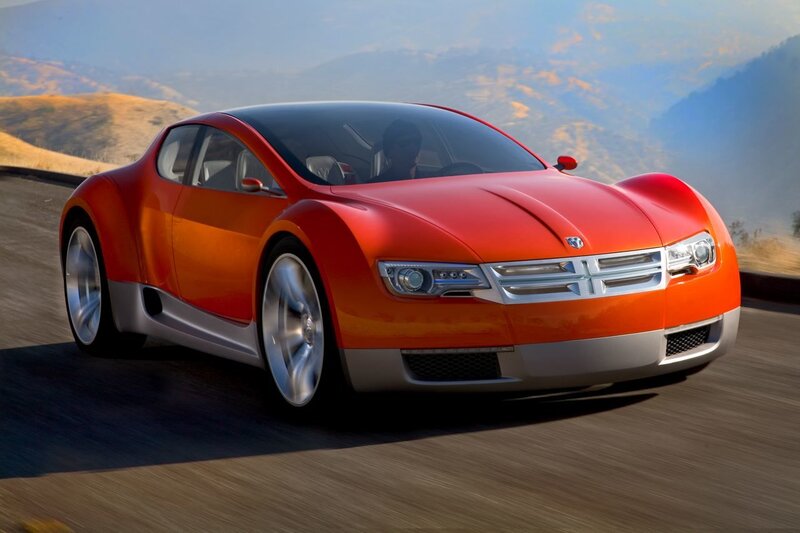 Red concept car on a road