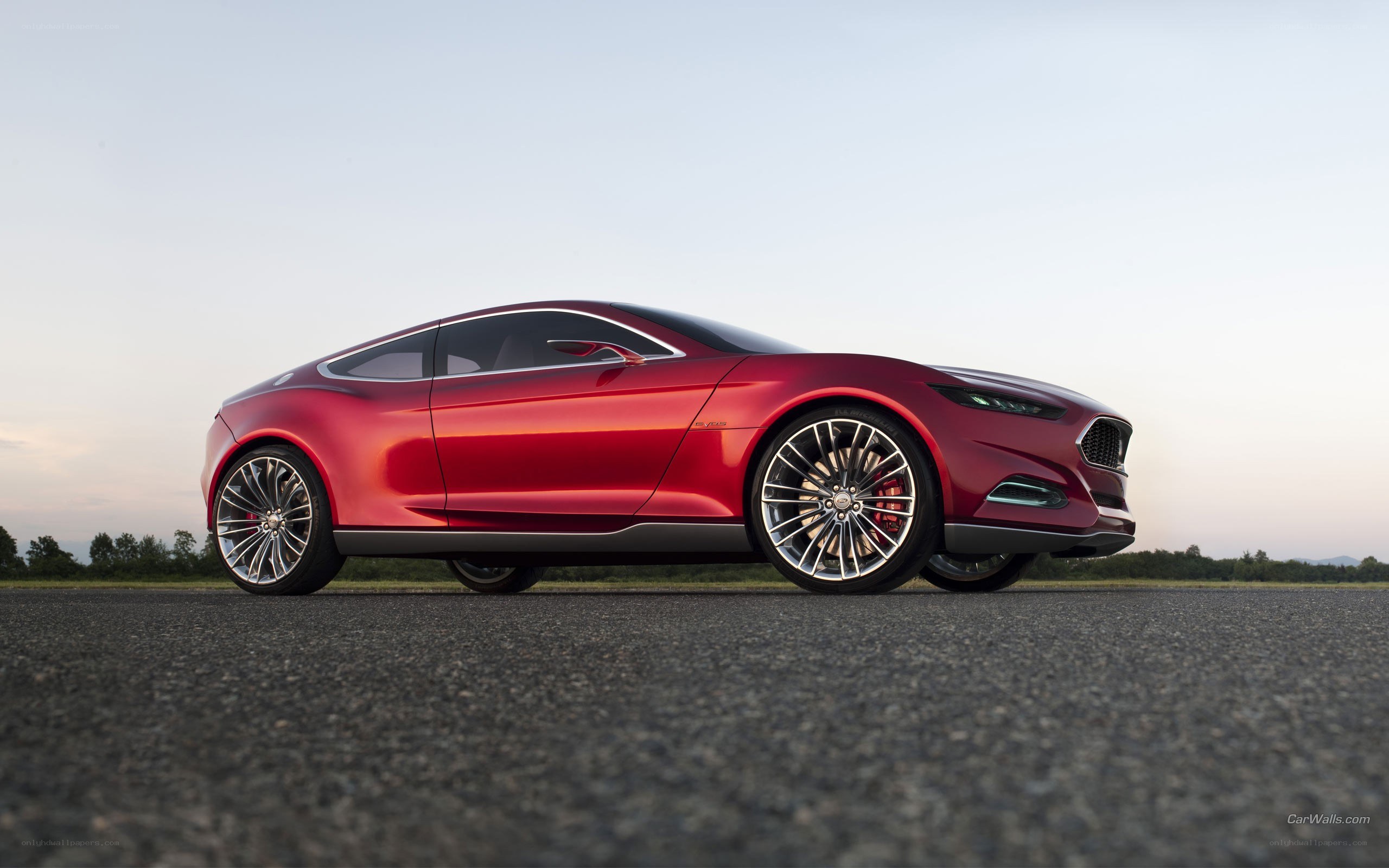 Red concept car on asphalt
