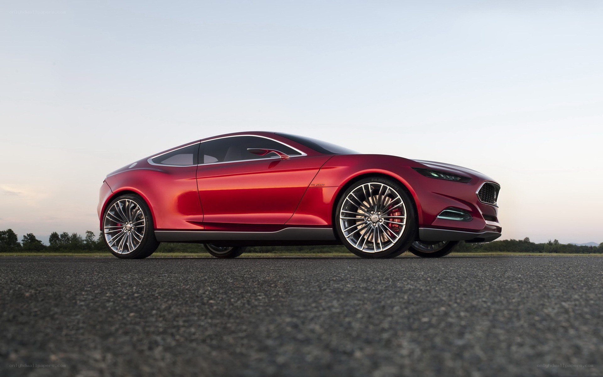 Red concept car on asphalt