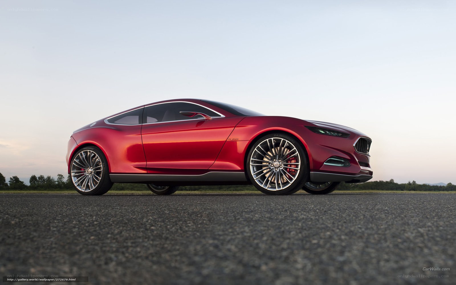 Red concept car on asphalt