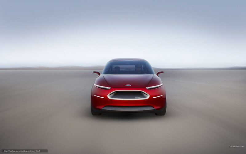 Red concept car on desert road