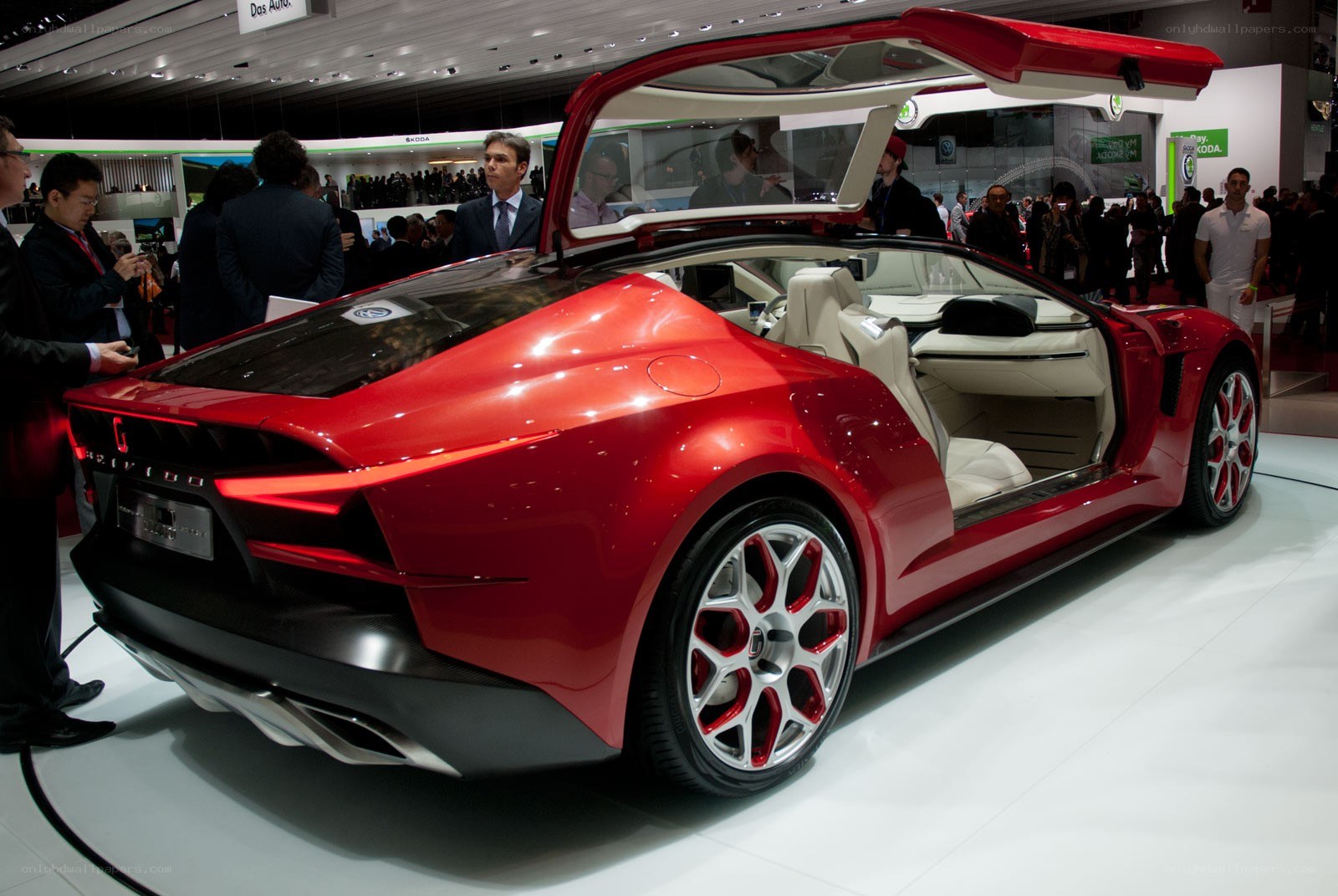 Red concept car on display