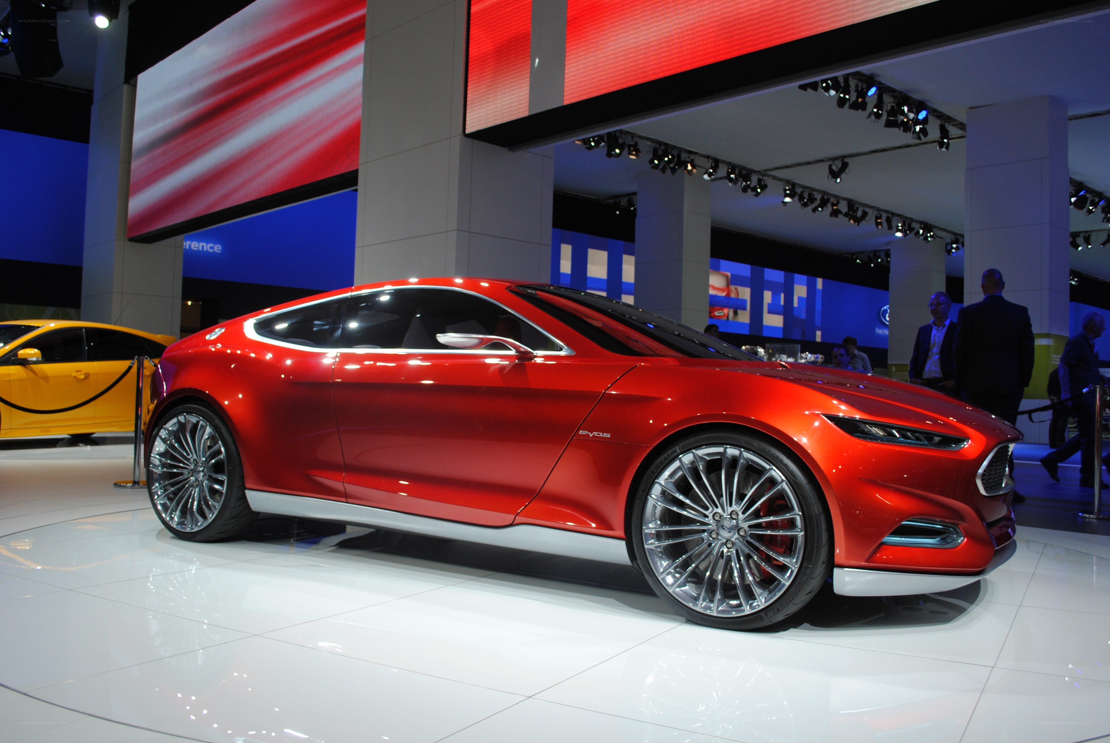 Red concept car on display