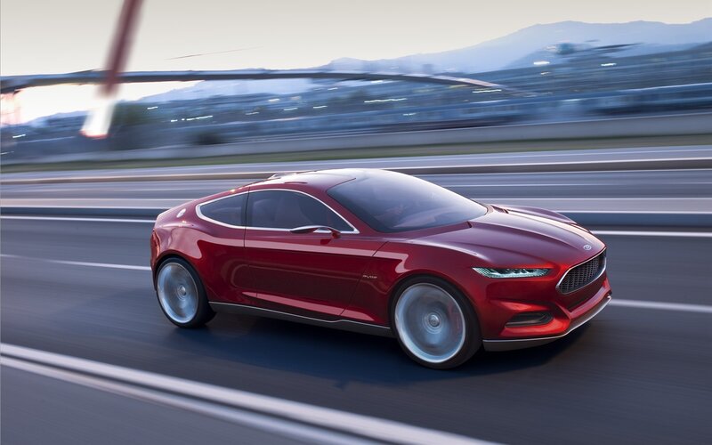 Red concept car on highway