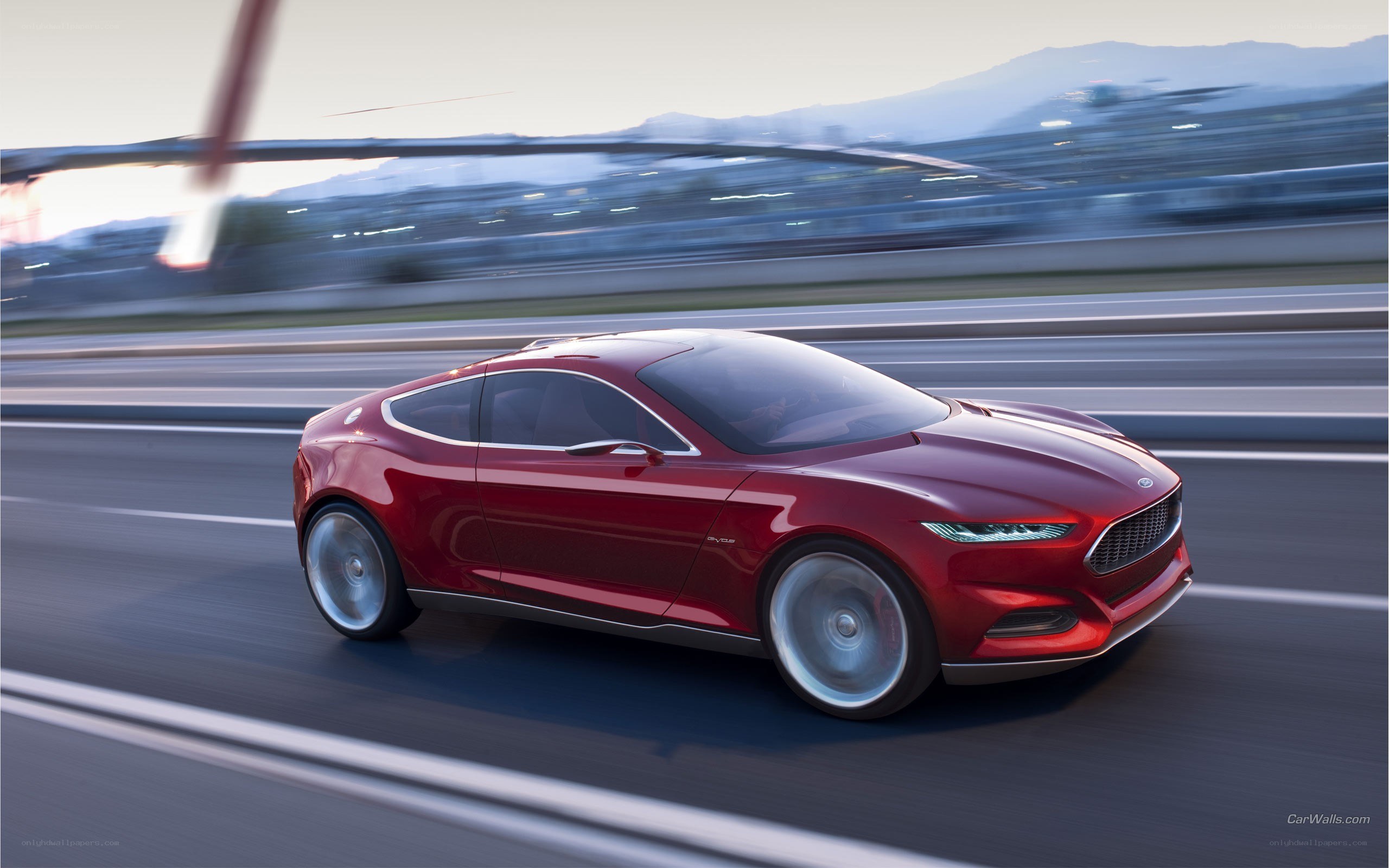 Red concept car on highway