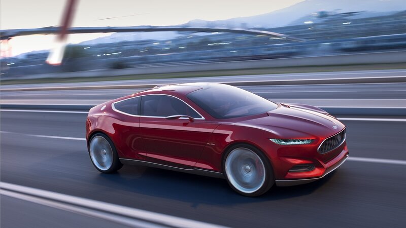 Red concept car on highway