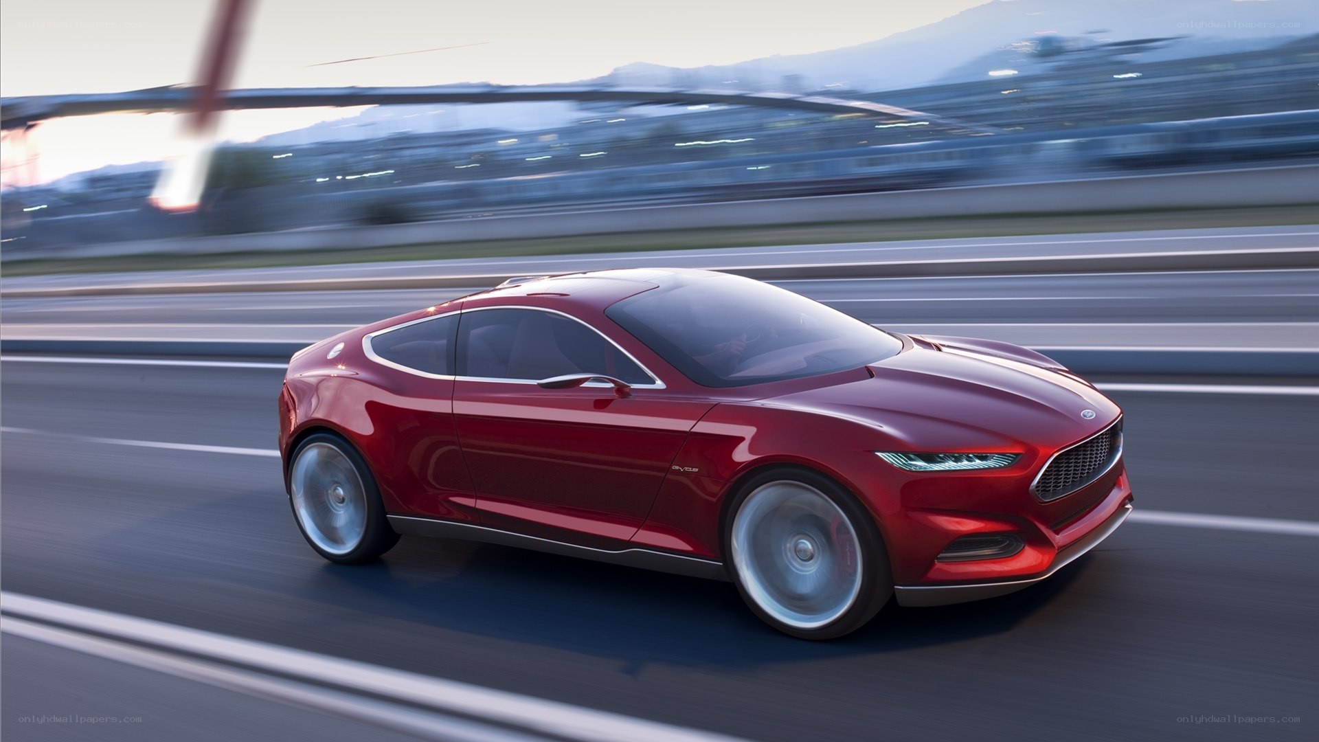Red concept car on highway