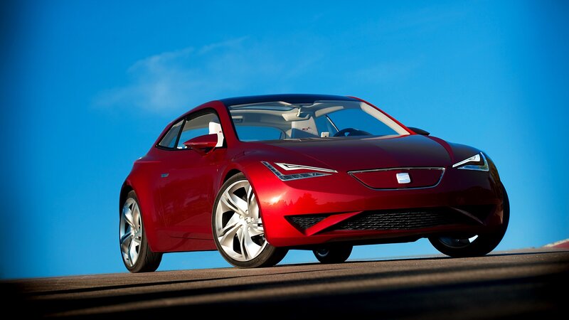 Red concept car on track