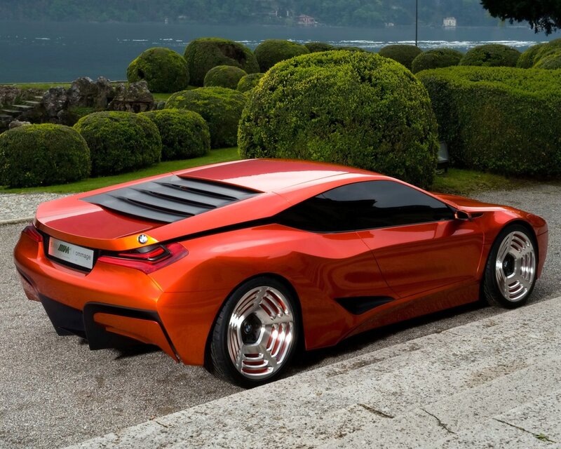 Red Concept Car — Serene, Afternoon, Photograph, Bushes, Lake, Gravel