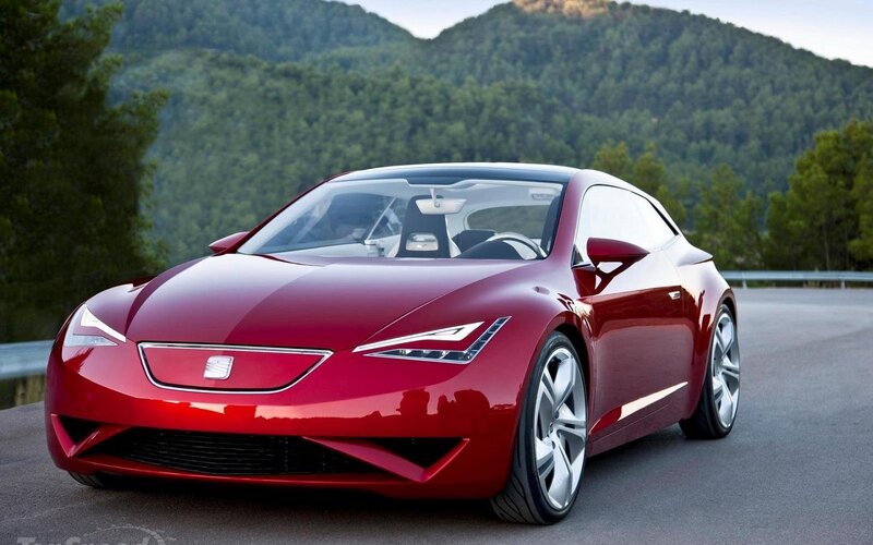 Red Concept Car — Serene, Afternoon, Photograph, Mountain