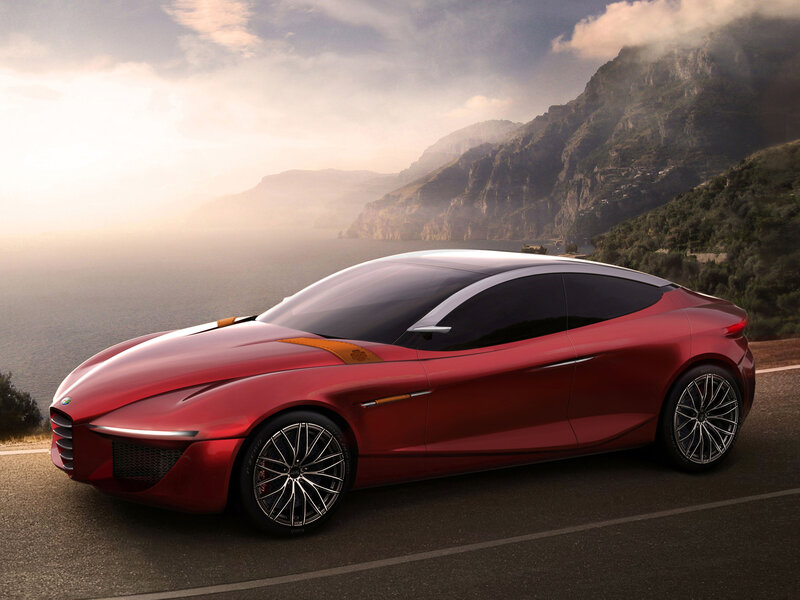 Red Concept Car — Serene, Sunset, 3d Render