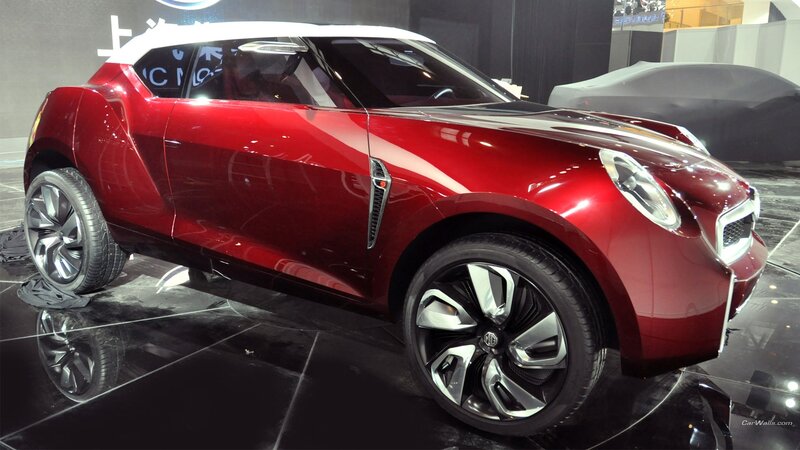 Red Concept Car — Showroom, Photograph, Car Show, Wheels, Floor
