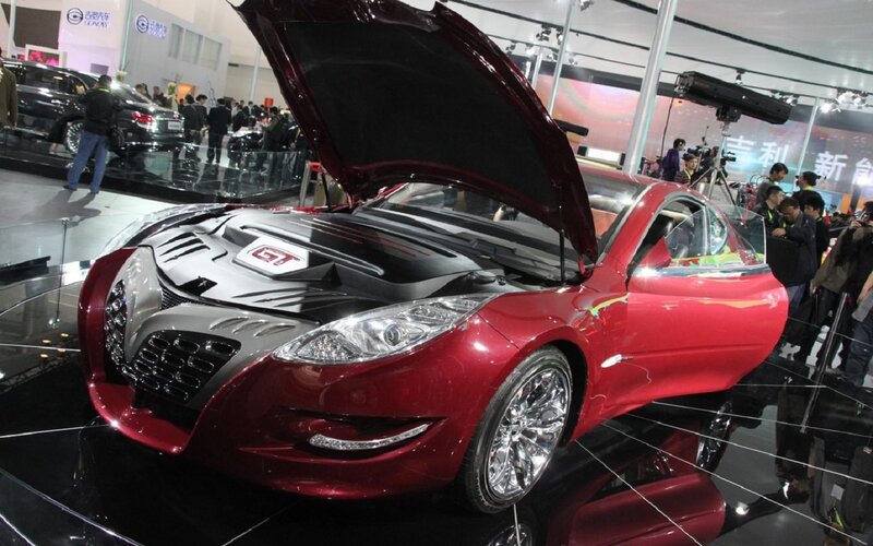 Red Concept Car — Showroom, Photograph
