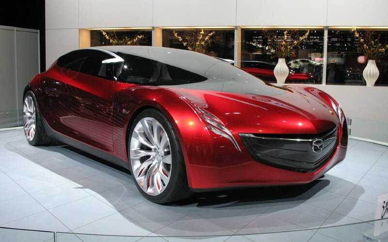 Red Concept Car — Showroom, Photograph, Vase