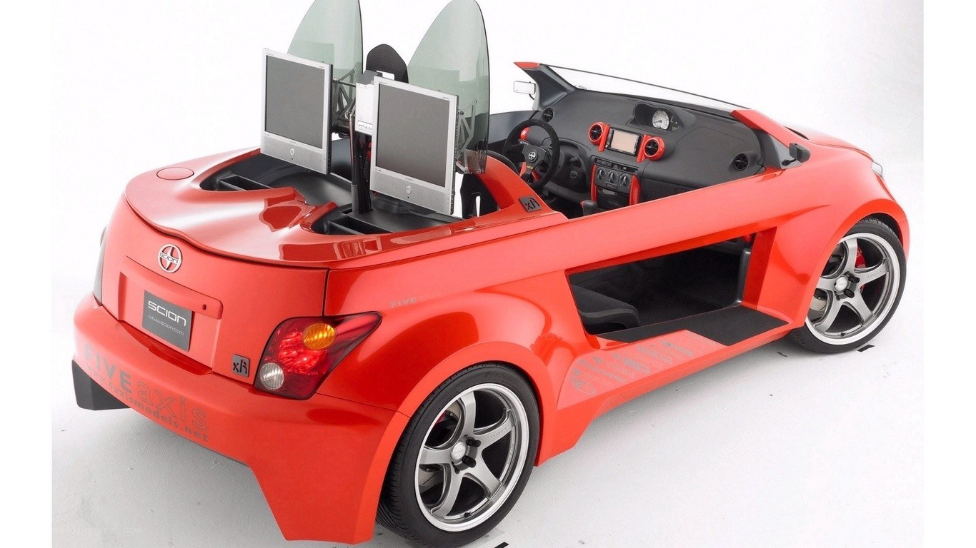 red concept car with monitors