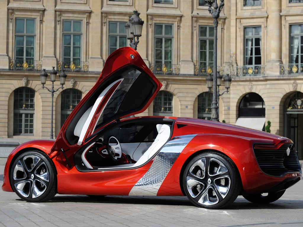 Red concept car with open door