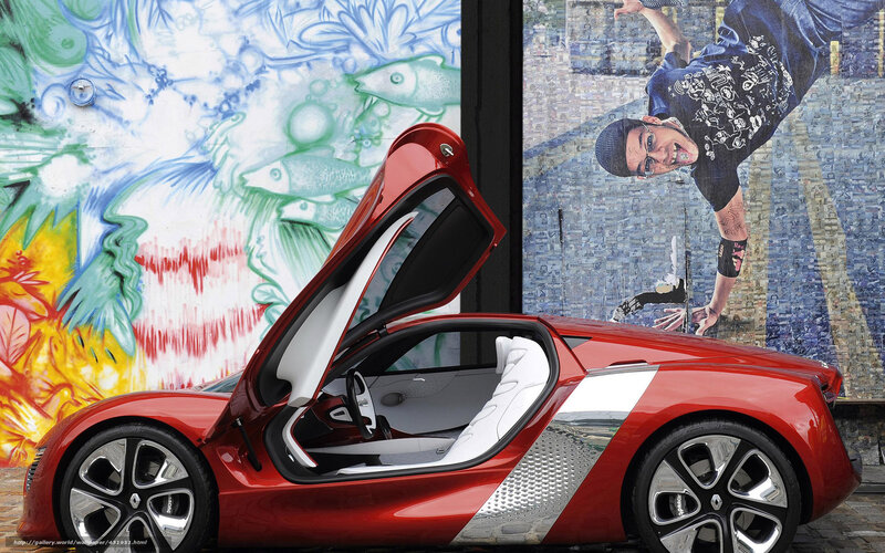 Red concept car with open door