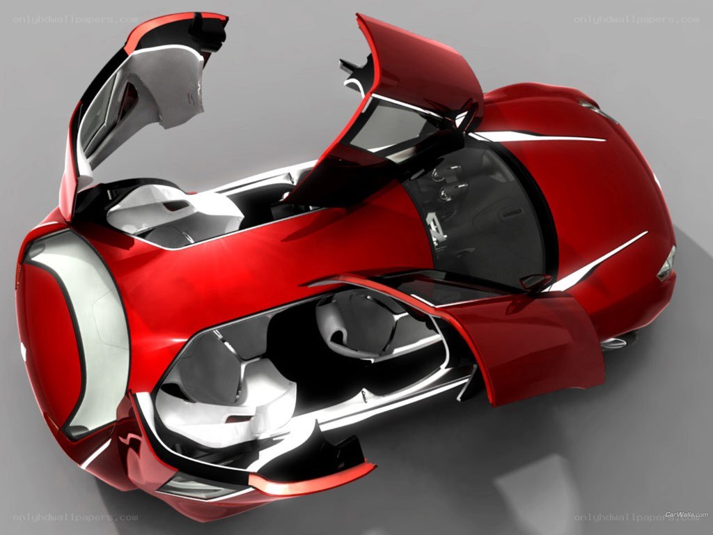 red concept car with open doors