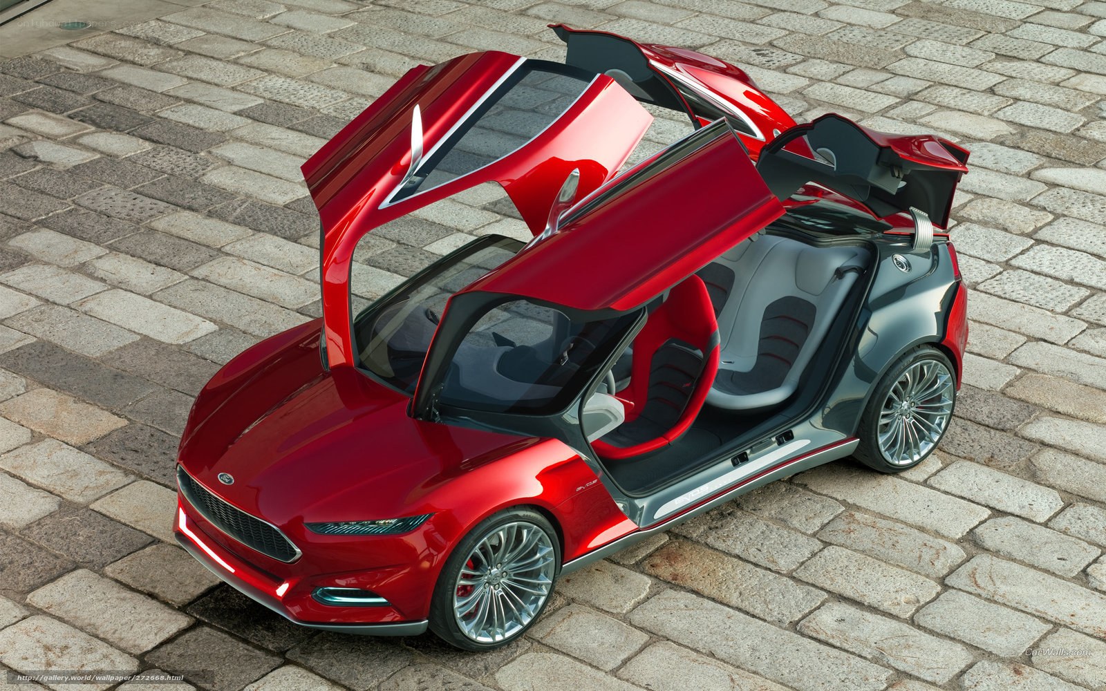 Red concept car with open doors