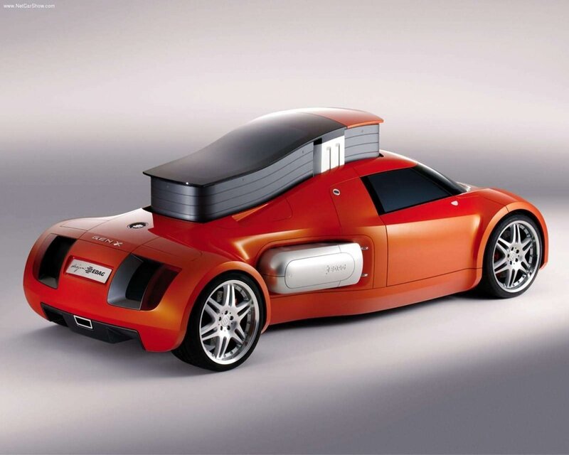 Red concept car with roof storage