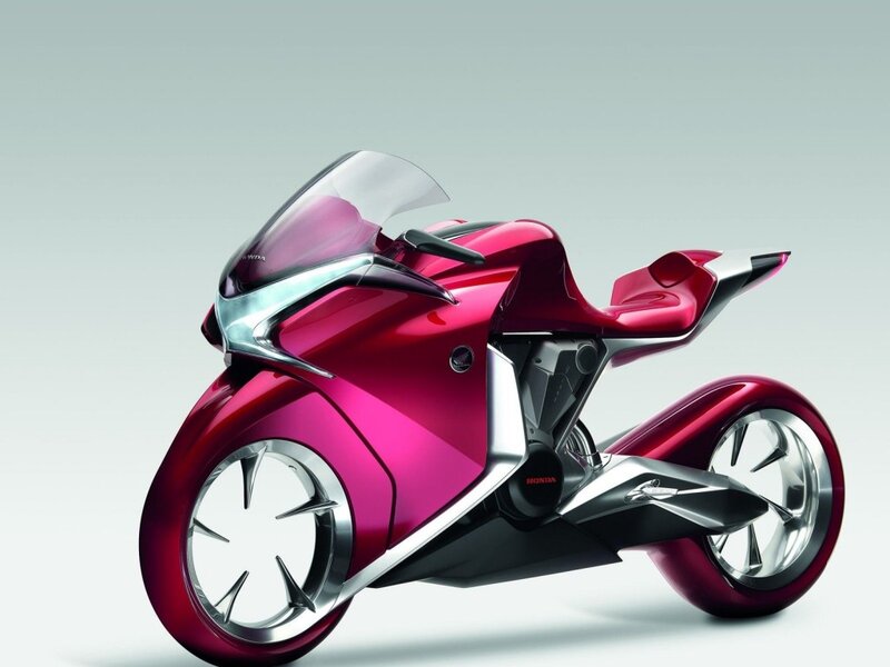 Red Concept Motorcycle — Futuristic, 3d Render, Windshield