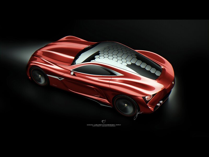 Red Concept Sports Car — Dramatic, 3d Render